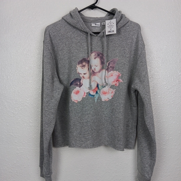 Public Library Hoodie XL Gray Cherubs Graphics Sweatshirt Pullover - Picture 1 of 10